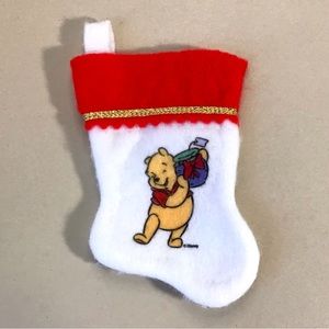 Vintage Disney Winnie The Pooh Felt Christmas Stocking Small 6” Bear & Honey Pot